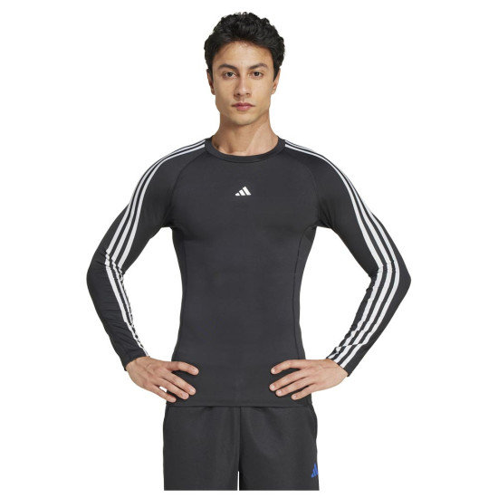 Adidas Ανδρική μακρυμάνικη μπλούζα Techfit Compression 3-Stripes Longsleeve Tee Adidas Ανδρική μακρυμάνικη μπλούζα Techfit Compression 3-Stripes Longsleeve Tee